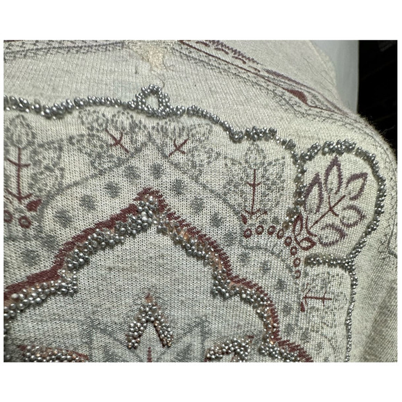 Style & Co Women's 3XL Beige‎ Medallion Embellished Long Sleeve Round Neck Top - Picture 4 of 5